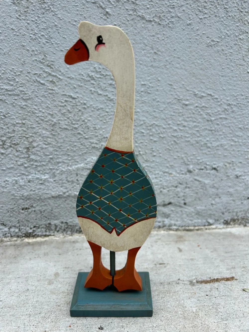 Hand Painted Wooden Goose Figurine